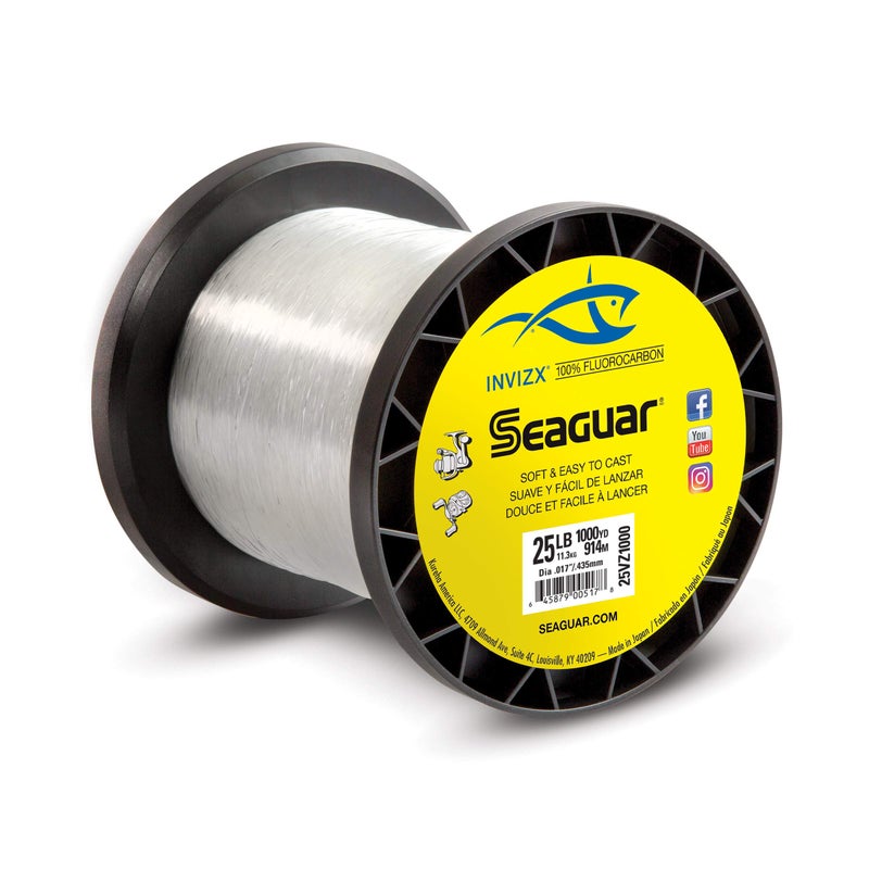 Seaguar Invizx 100% Fluorocarbon Fishing Line 15lbs, 1000yds Break Strength/Length - 15VZ1000